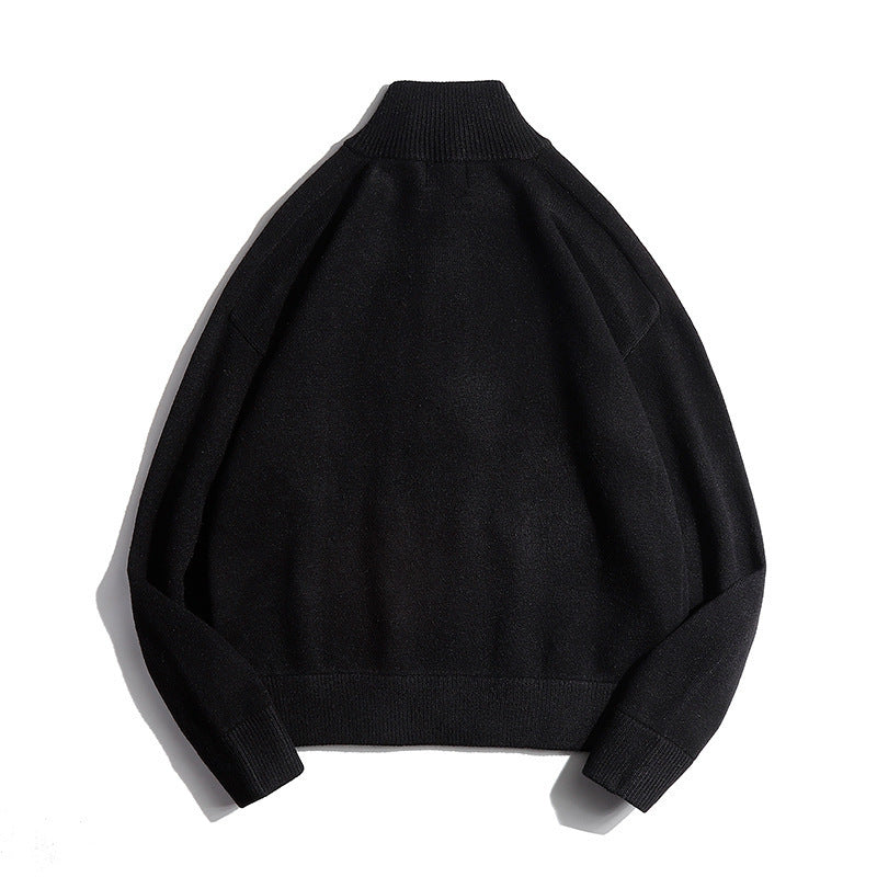 Men's fine knit sweater with half zip and stand-up collar Chichicherry