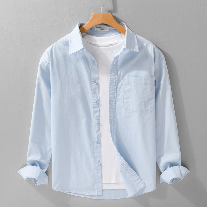 Men's Relaxed Long Sleeve Shirt made of lightweight cotton voile with a Kent collar and patch chest pocket Chichicherry