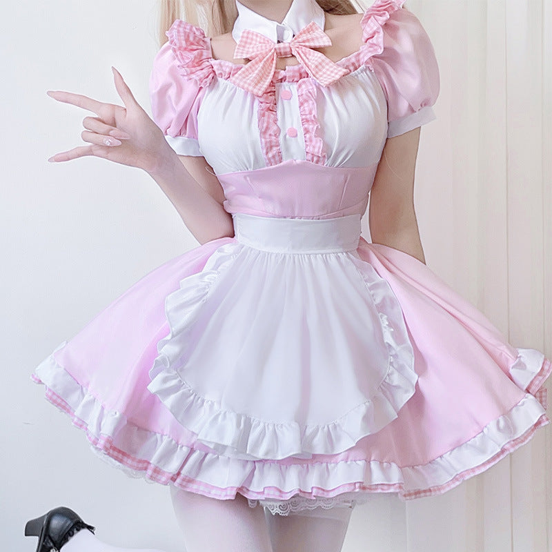 Women’s Maid Dress with Ruffle Details and Bow Chichicherry