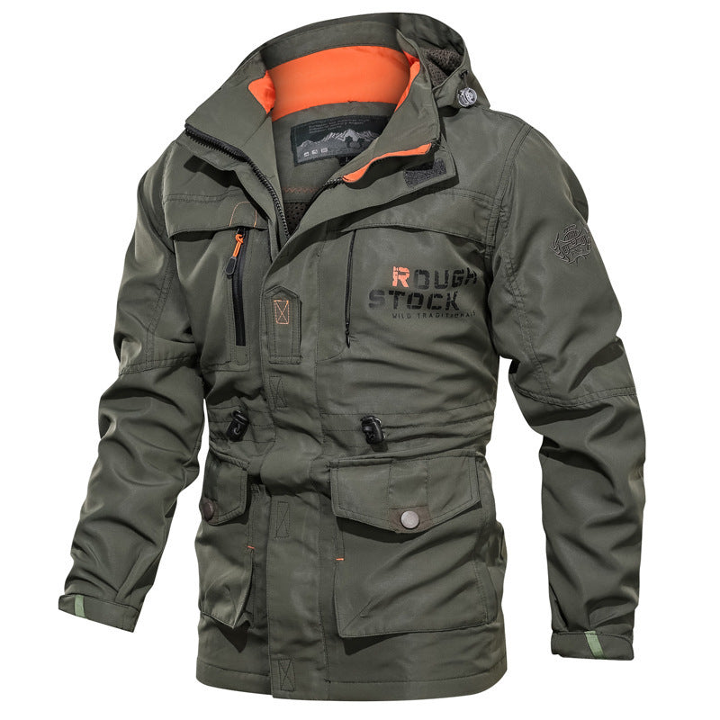 Men's water-repellent field parka in utility style with hood and adjustable waist fit Chichicherry