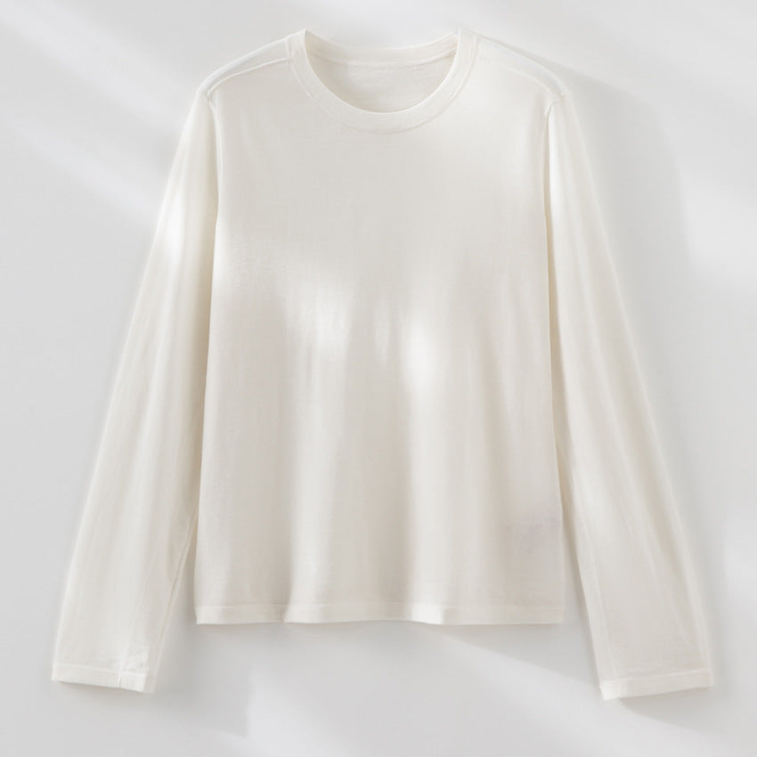 Women Fine Knit Long Sleeve Shirt with Round Neckline and Light Jersey Quality Chichicherry