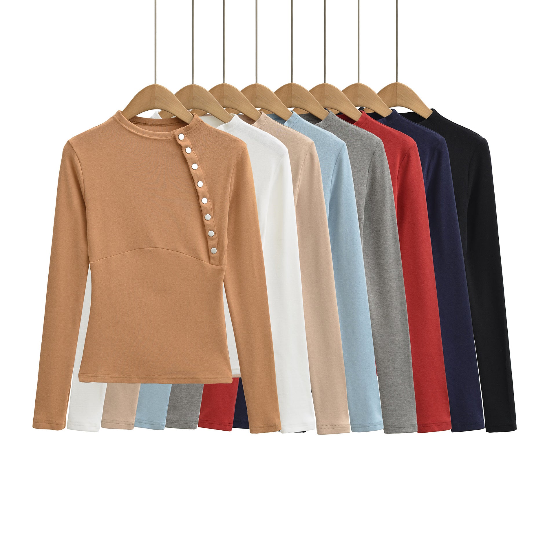 Women Fitted Long Sleeve with Asymmetrical Snap Placket Chichicherry