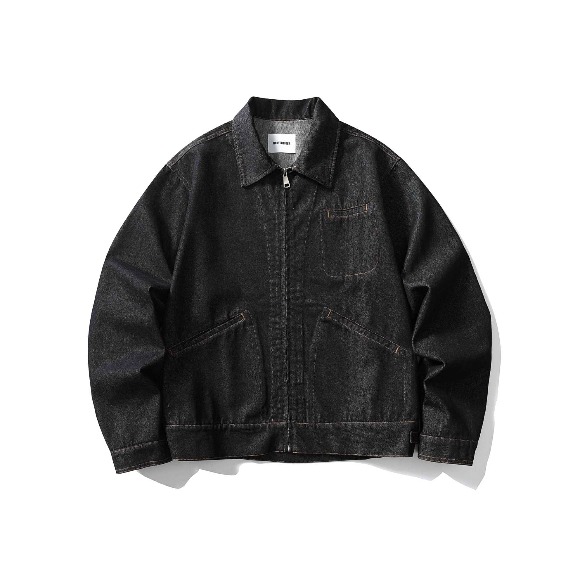 Unisex Boxy Jeans Jacket with Continuous Zip and Workwear Pockets Chichicherry