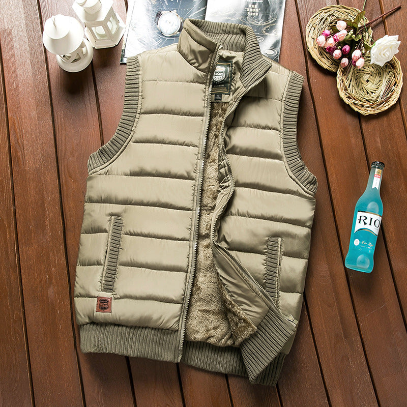 Men's Padded Thermal Puffer Vest with Teddy Fleece Lining and Ribbed Cuffs Chichicherry