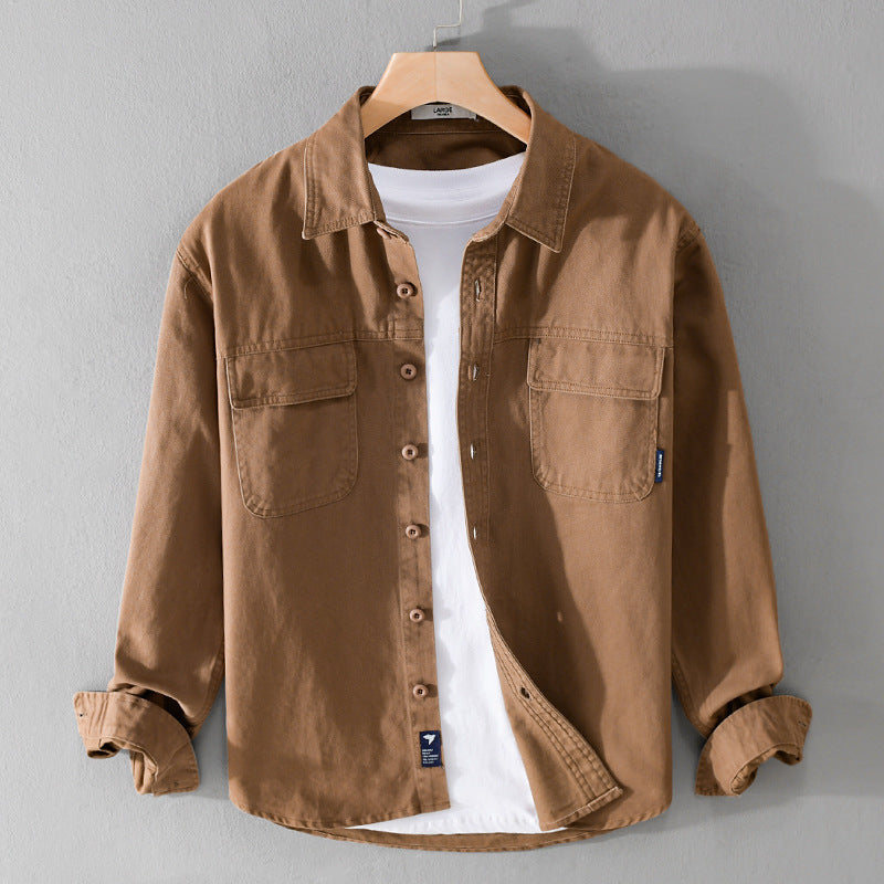 Men's overshirt jacket made of cotton twill with patch chest pockets and button placket Chichicherry