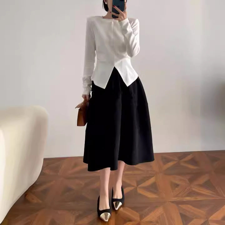 Ladies Stylish, airy 3/4 sleeve cardigan and midi dress combination Chichicherry