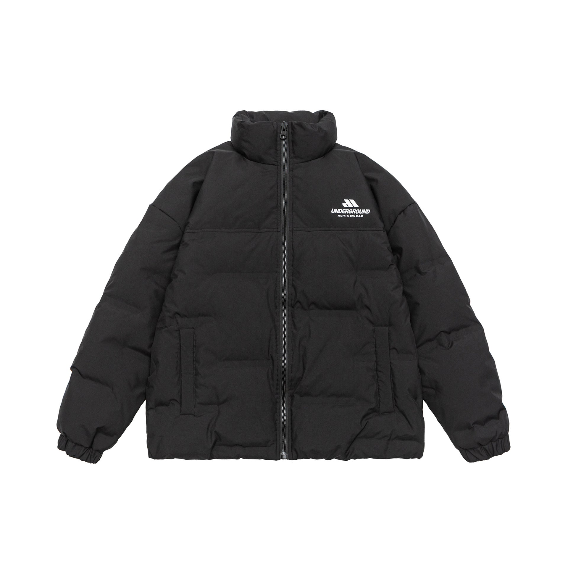 Unisex Padded Comfort Puffer Jacket with High Stand Collar and Brand Logo Chichicherry