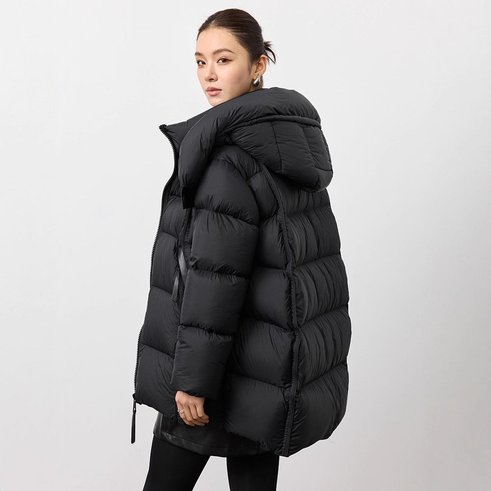 Women's wide-cut down coat with extra-large hood and thermal padding Chichicherry