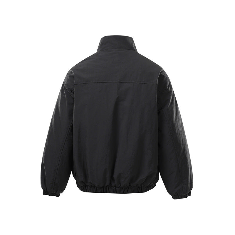 Unisex Boxy Zip Blouson Jacket with windproof microfiber cover, high stand-up collar and two-way zipper Chichicherry