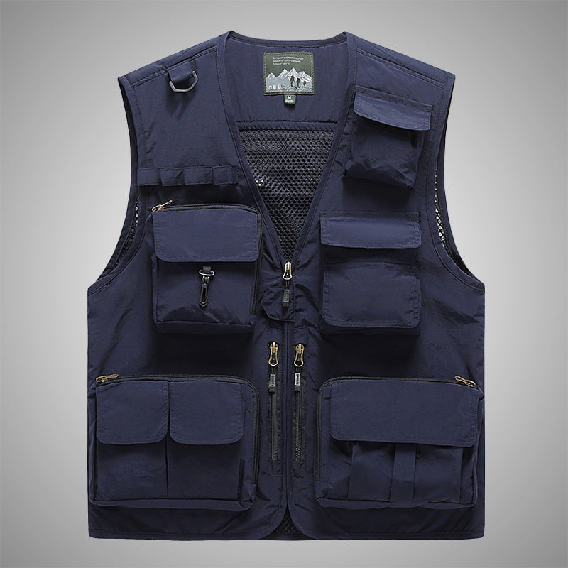 Men's multifunctional utility vest with many pockets and mesh back Chichicherry