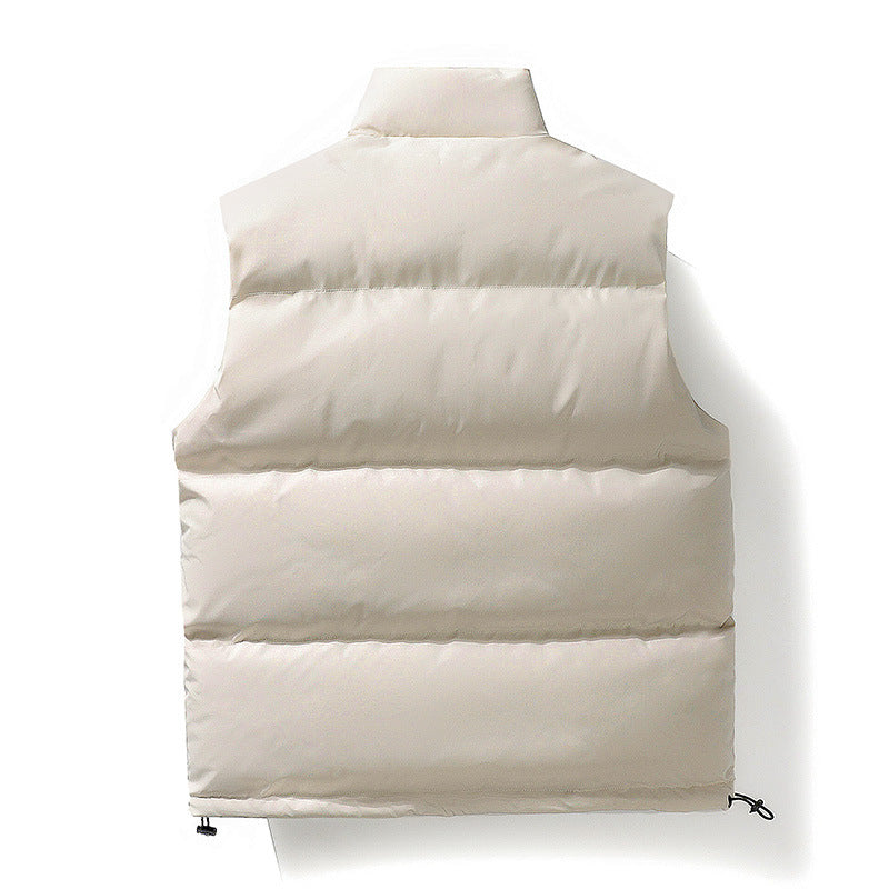Women's Oversize Puffer Vest with High Standing Collar, Front Placket, and Adjustable Drawstring Hem Chichicherry