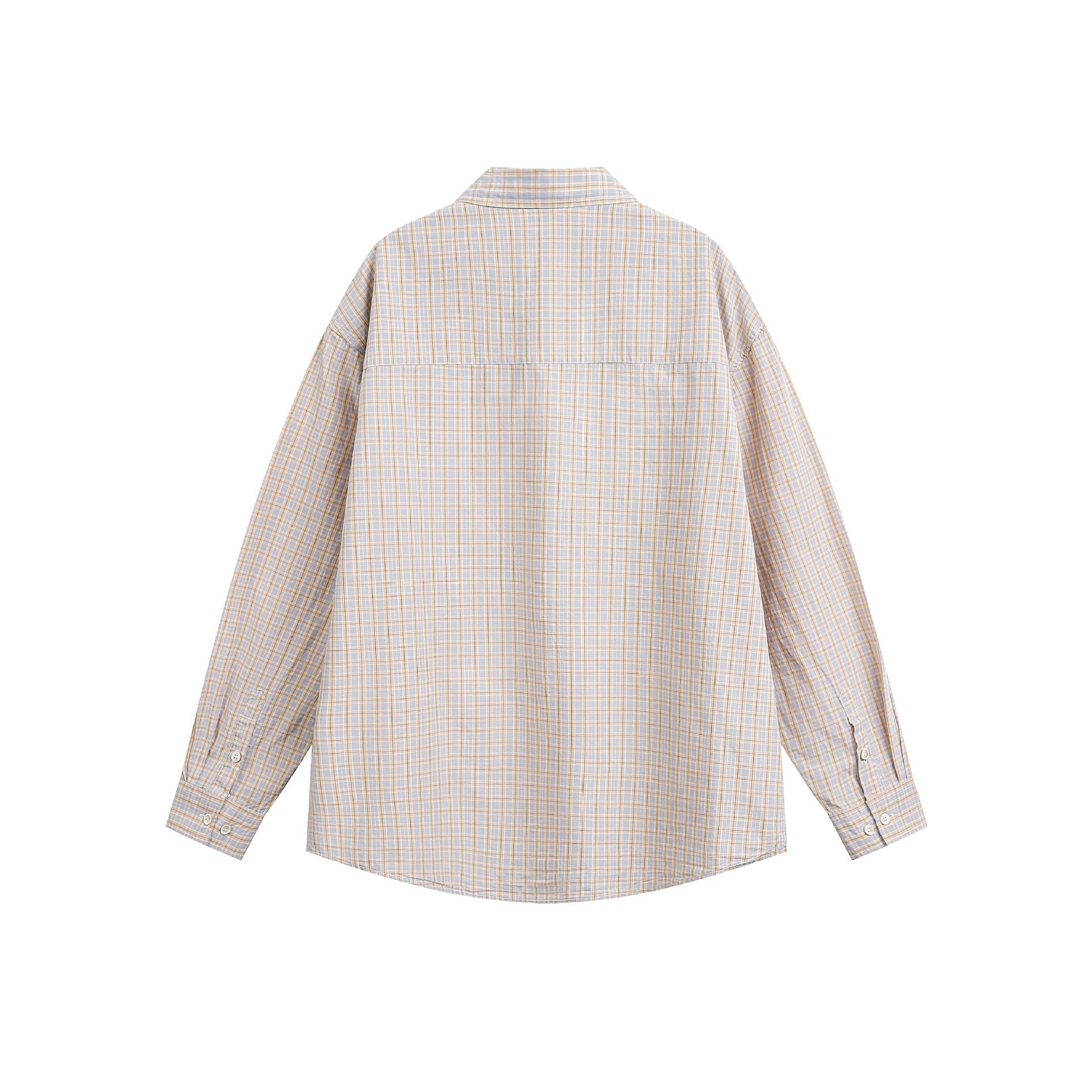 Unisex Boxy Check Shirt Jacket in Layering Look with Chest Pocket Chichicherry