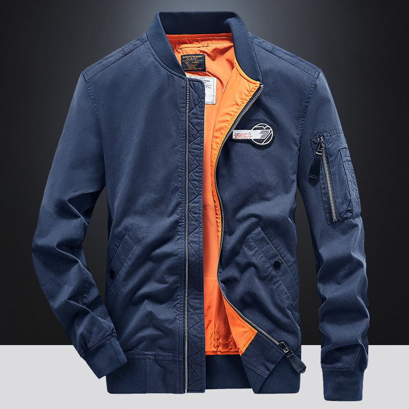 Men's bomber jacket in pilot style with contrasting inner lining and arm pocket Chichicherry