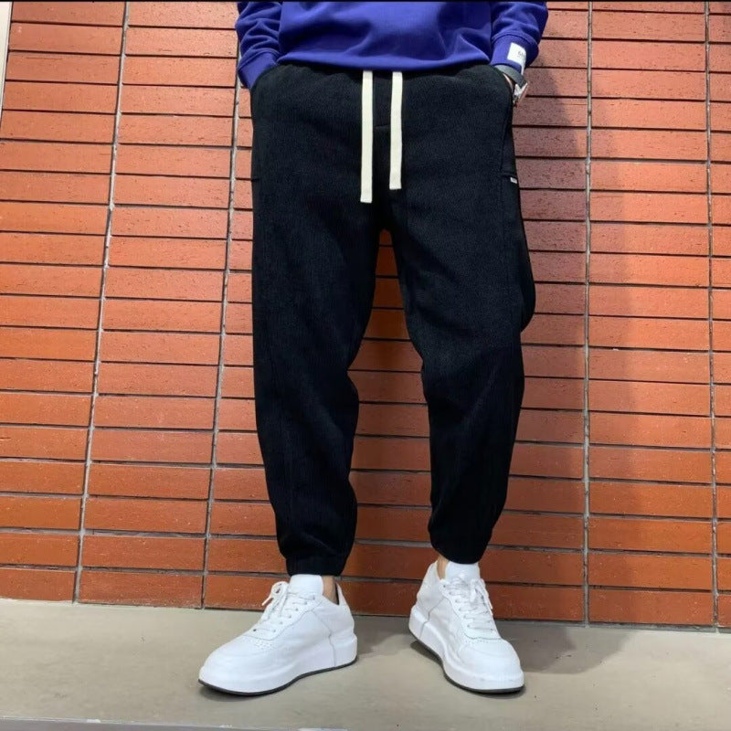 Herren Lockere Cord-Jogginghose mit elastischem Bund und Kordelzug Chichicherry