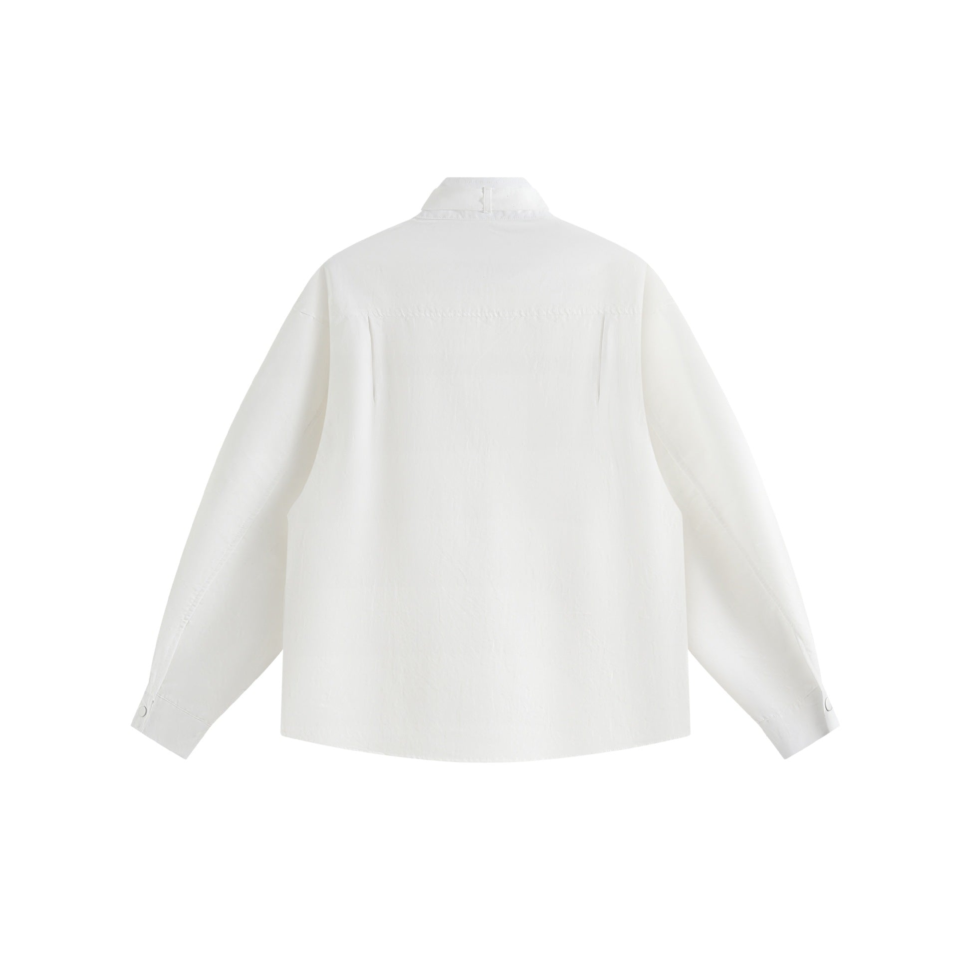 Unisex Oversize Shirt Jacket with Stand-Up Collar and Press-Stud Front Chichicherry