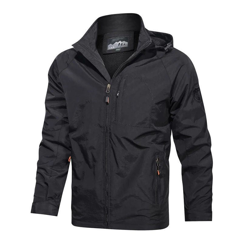 Men's Breathable Softshell Field Jacket with Hood, Water-Repellent Shell and Multifunctional Chest Pocket Chichicherry