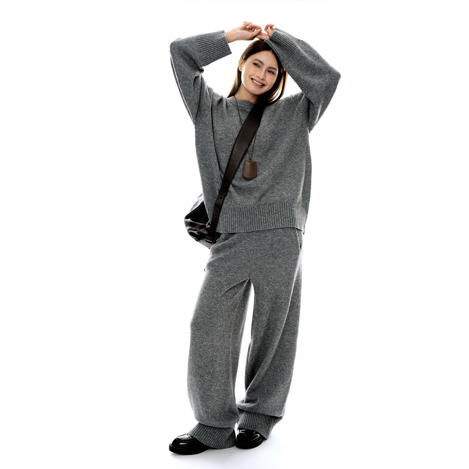 Women's Soft Knit Lounge Pants with Wide Leg and Side Pockets Chichicherry