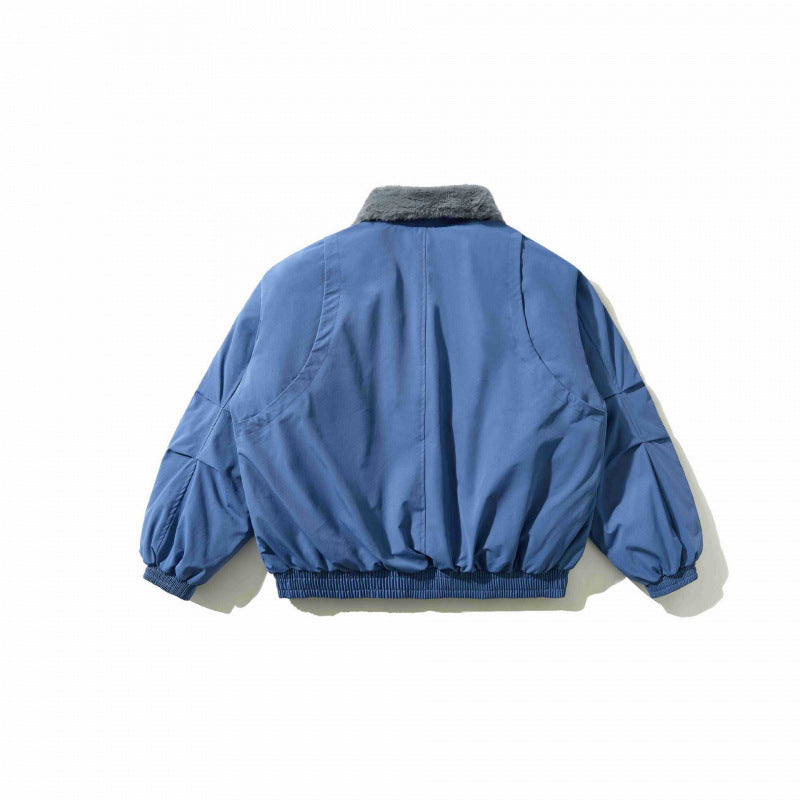 Men's short-cut quilted bomber jacket with fixed faux fur collar and tailored hem Chichicherry