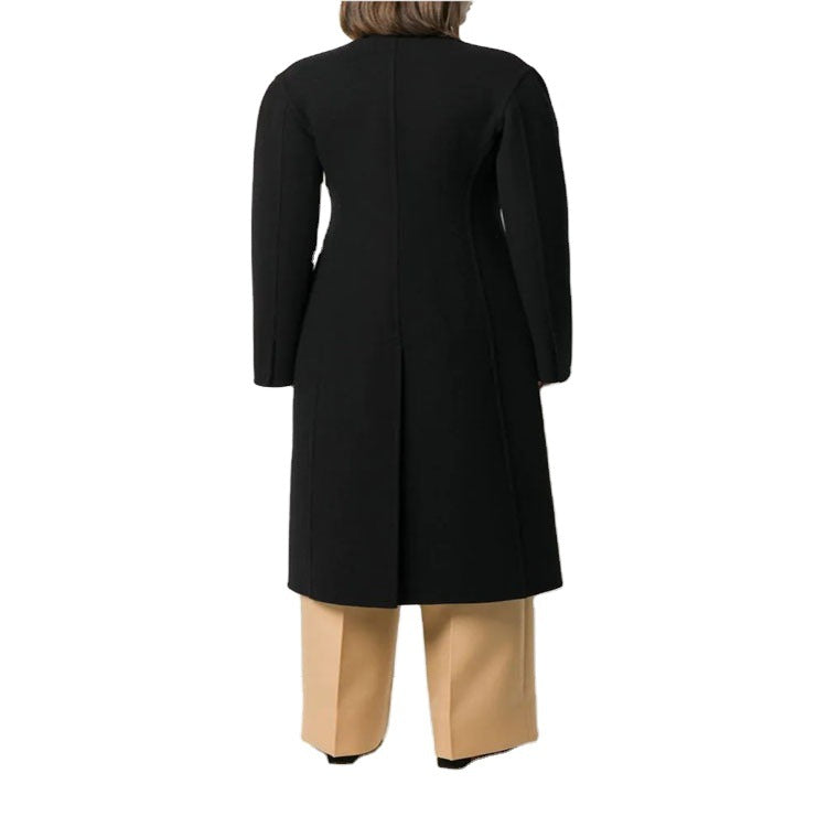 Women's Single-breasted Midi Coat in Clean-Tailoring with Subtle Metal Buttons and Tailored Seam Chichicherry