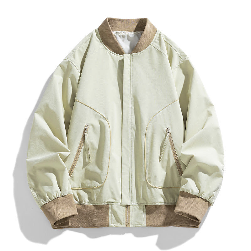 Men's Lightweight Oversized Bomber Jacket with Water-Repellent Outer Shell and Contrasting Ribbed Cuffs Chichicherry