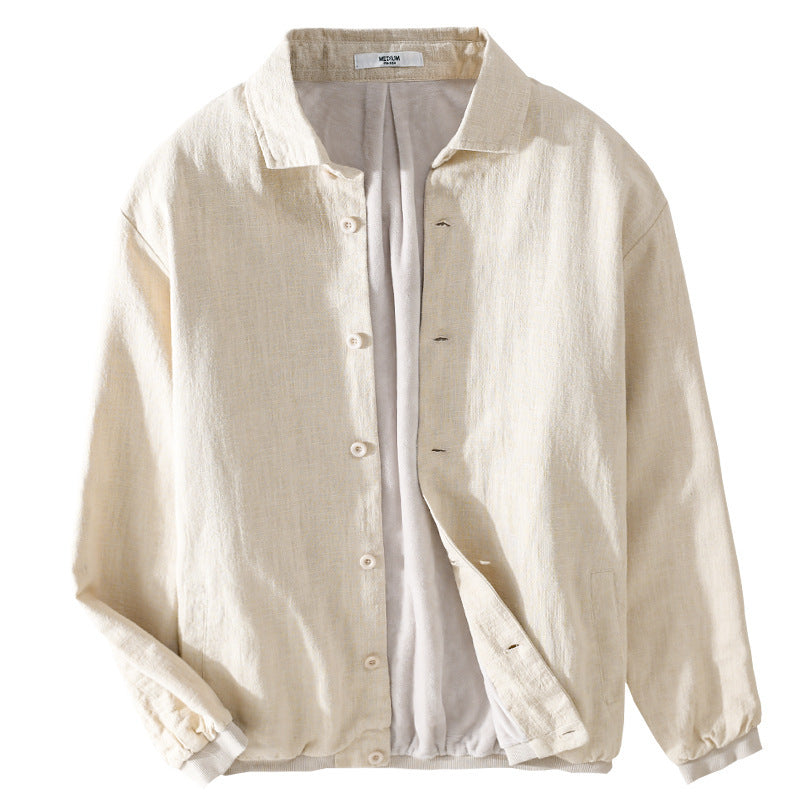 Men's Lined Overshirt Jacket made of Linen Blend Chichicherry