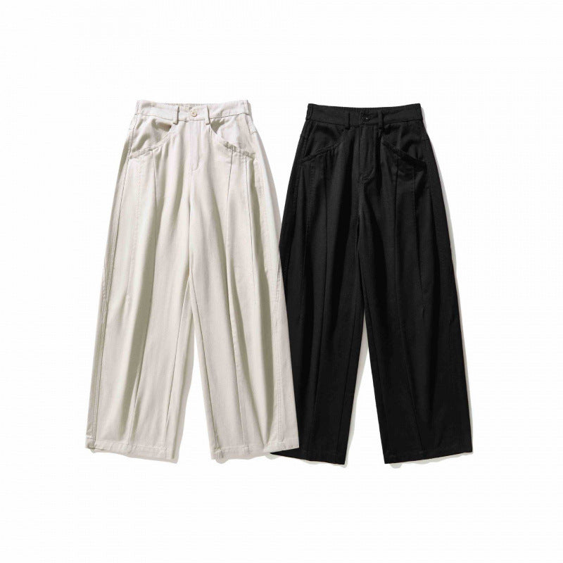Ladies Wide Pleated Trousers with High Waist and Straight Wide Leg Chichicherry