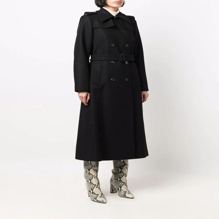 Women's trench coat-style overcoat with defined waist and shoulder straps Chichicherry