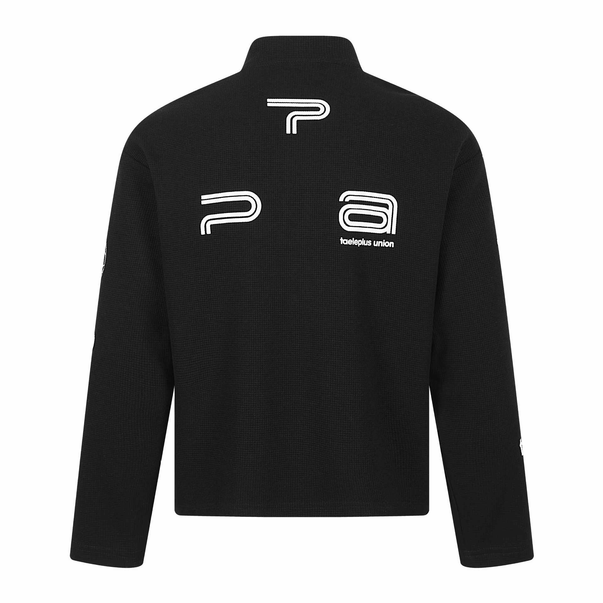 Unisex Thermal Waffle Half-Zip with Stand-Up Collar and Allover Logo Print Chichicherry