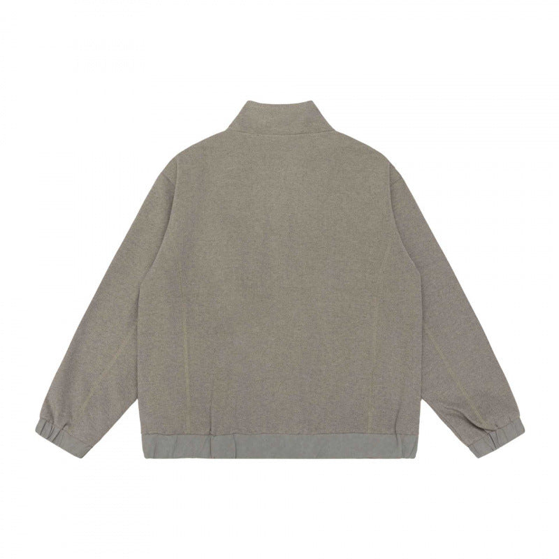 Unisex Short Cut Teddy Fleece Jacket with Stand-Up Collar, Full Zip and Elastic Hem Chichicherry