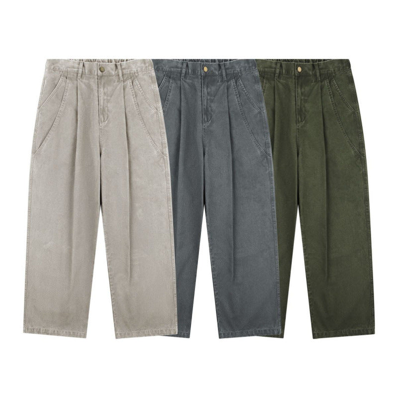Women's High-Waisted Culotte Pants with Wide Leg, Pleats and Soft Denim Feel Chichicherry