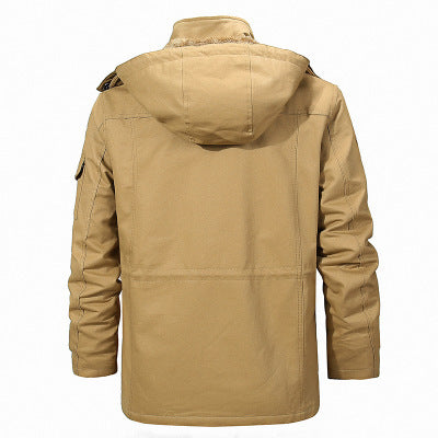 Men's robust canvas field parka with teddy fleece lining, hood, and multifunctional pockets Chichicherry