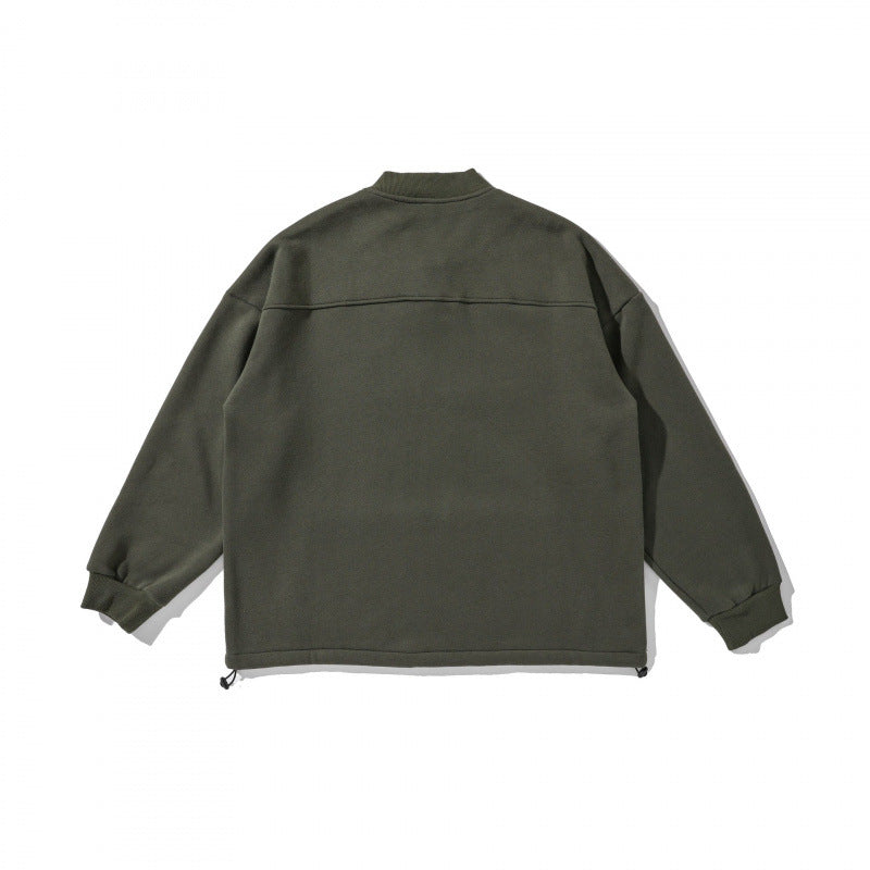Unisex Oversize Sweatshirt with Henley button placket, kangaroo pocket and drawstring hem Chichicherry