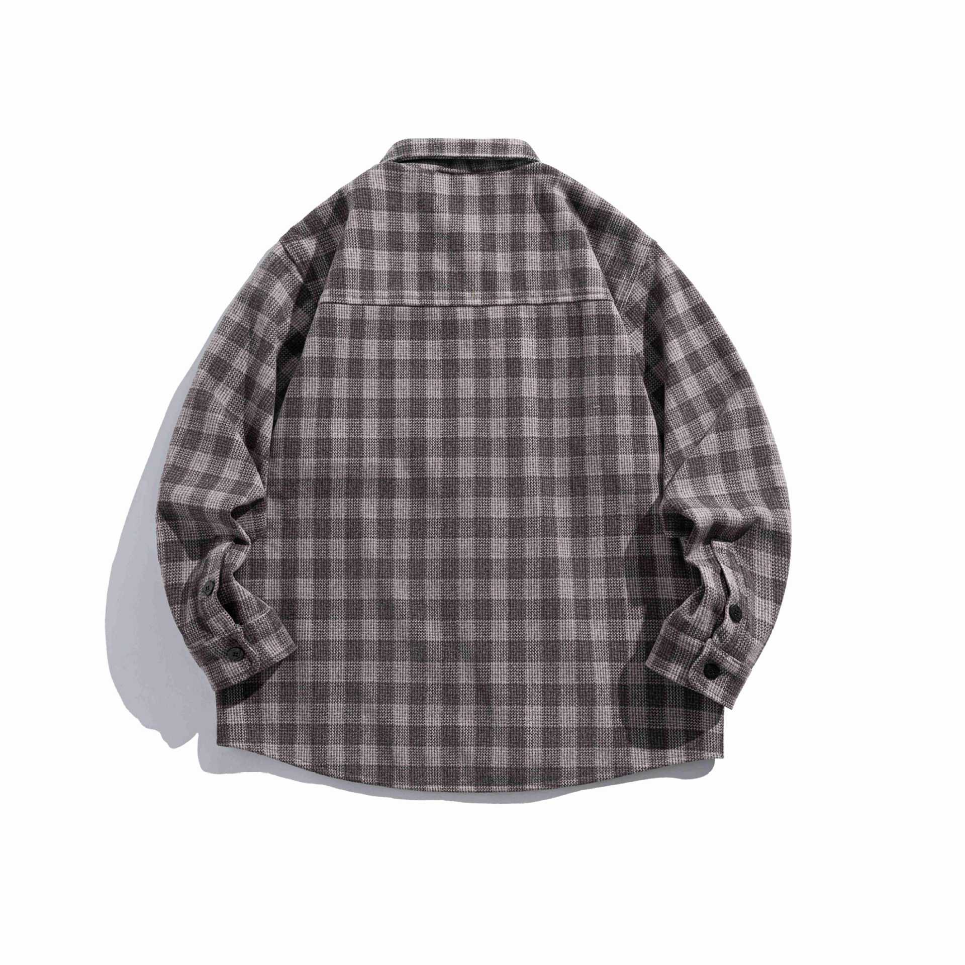 Men's checkered shirt jacket made of wool blend with overshirt cut and patched chest pocket Chichicherry