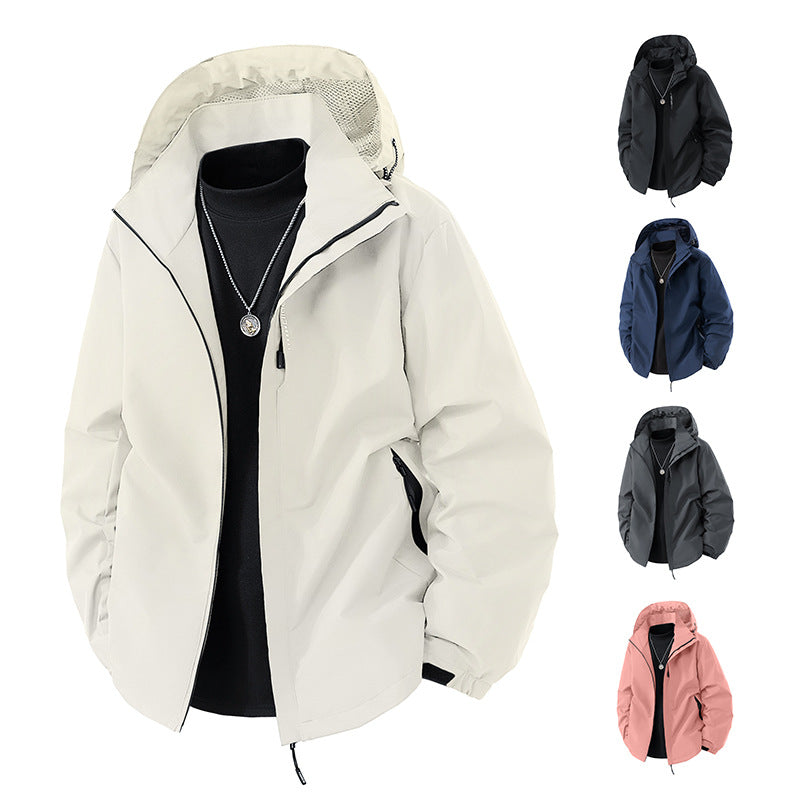 Men's Water-Repellent Outdoor Jacket with Hood, Windproof Membrane and Adjustable Hem Chichicherry