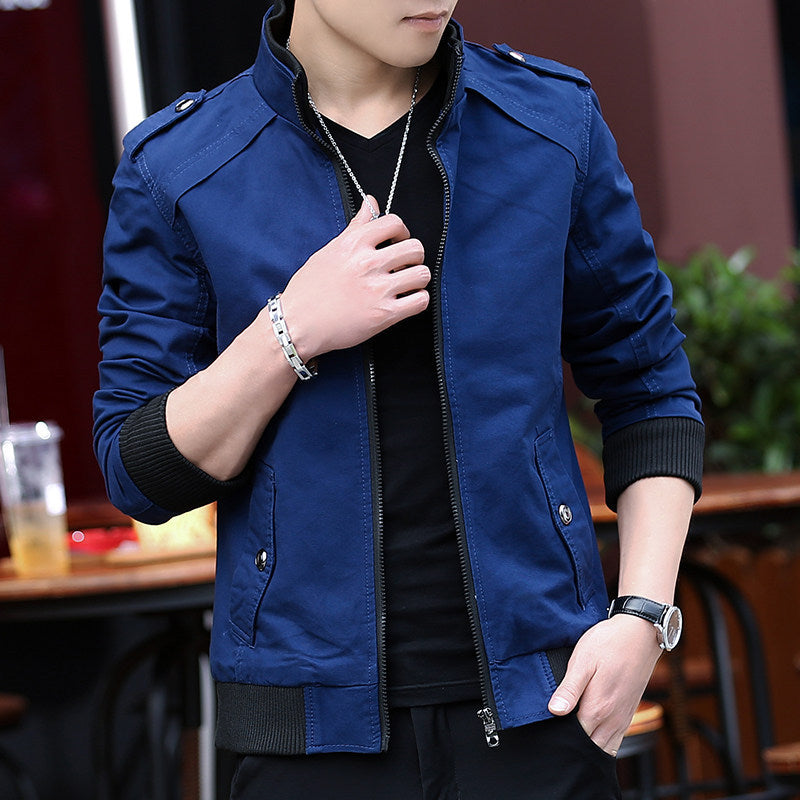Men's short jacket made of canvas with warming teddy inner lining and shoulder epaulettes Chichicherry
