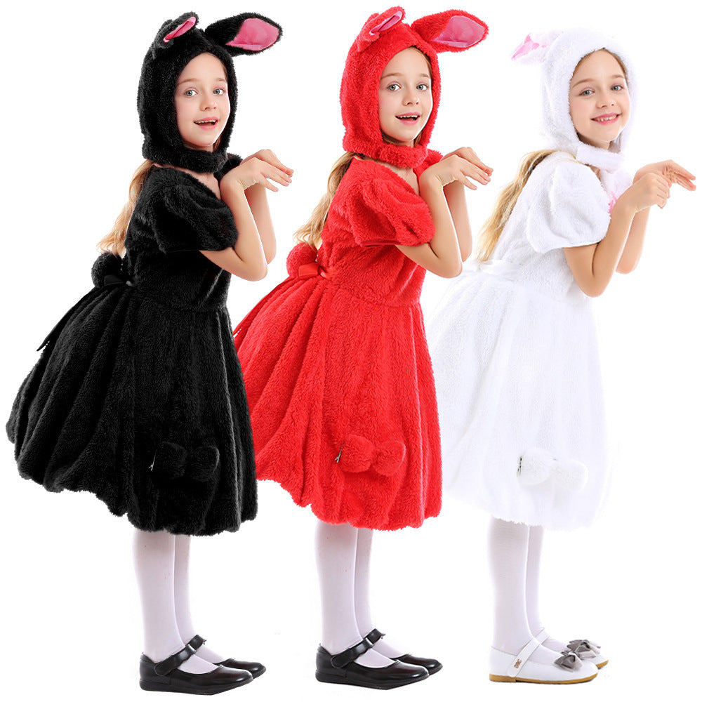 Girls Plush Bunny Costume with Hood and Playful Details Chichicherry