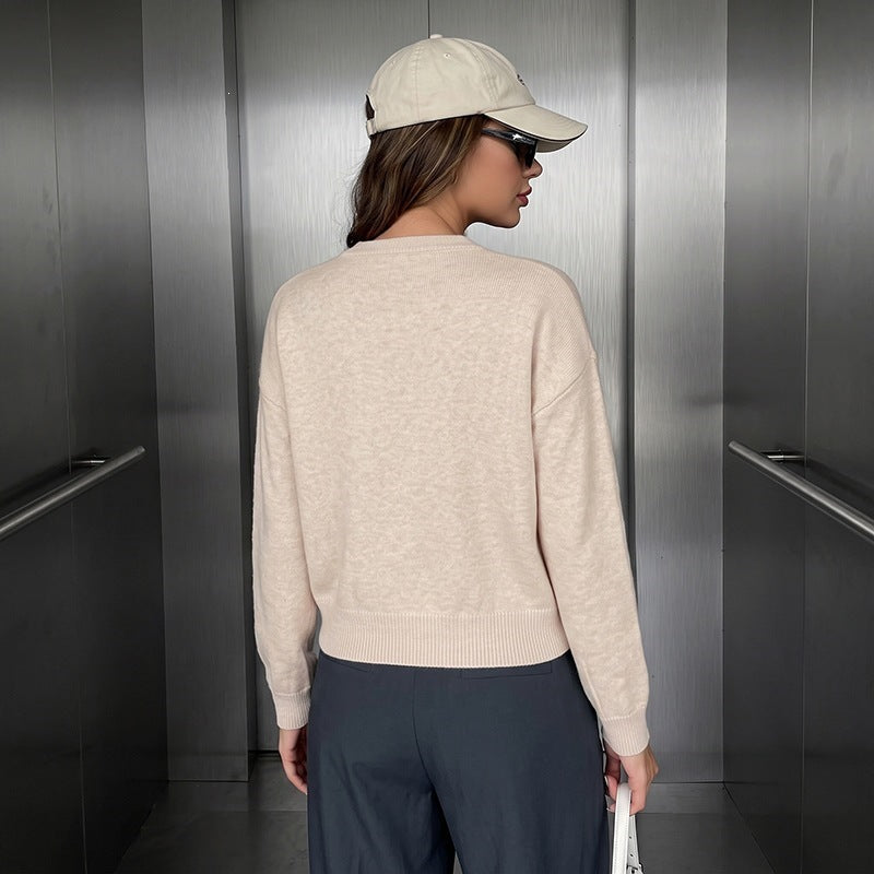 Women's short-cut knitted cardigan with Chinese toggle fasteners Chichicherry