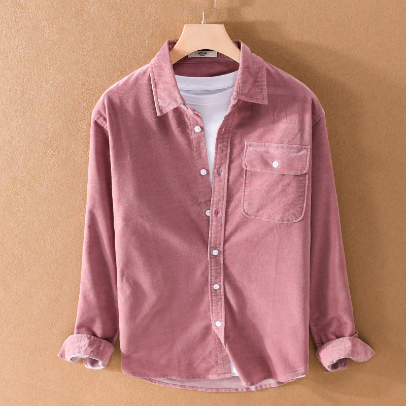 Men's cord overshirt with chest pocket, relaxed fit and full button placket Chichicherry