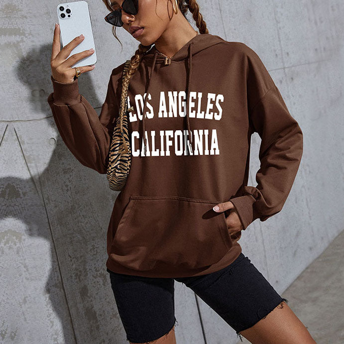 Women's oversized hoodie in collegiate style with kangaroo pocket, retro logo print, and French terry lining Chichicherry
