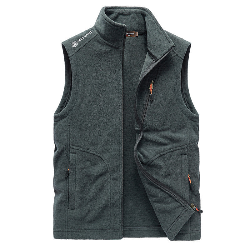 Men's fleece vest with stand-up collar, zip pockets and windproof front Chichicherry