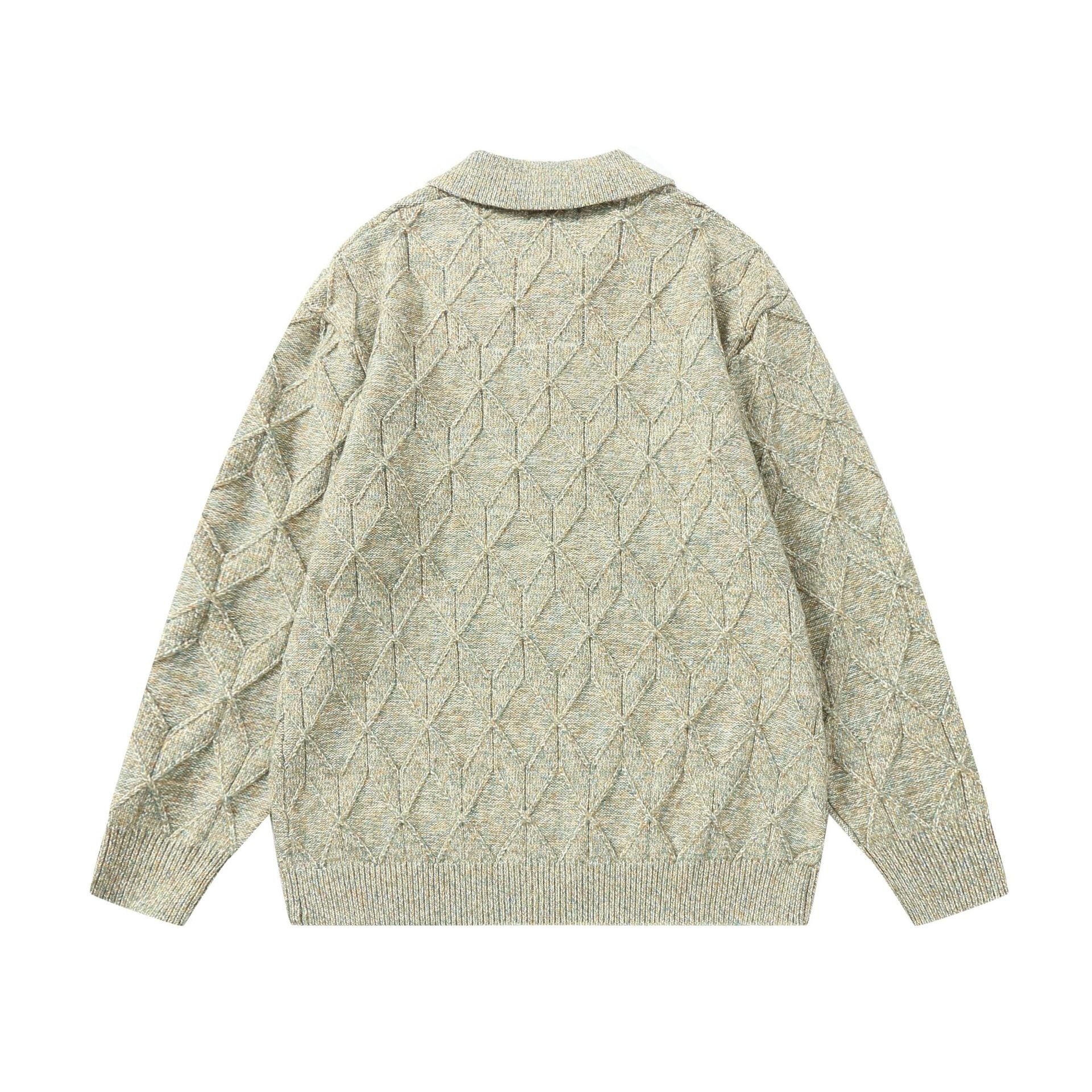 Women’s coarse structured knit zip cardigan with shirt collar Chichicherry