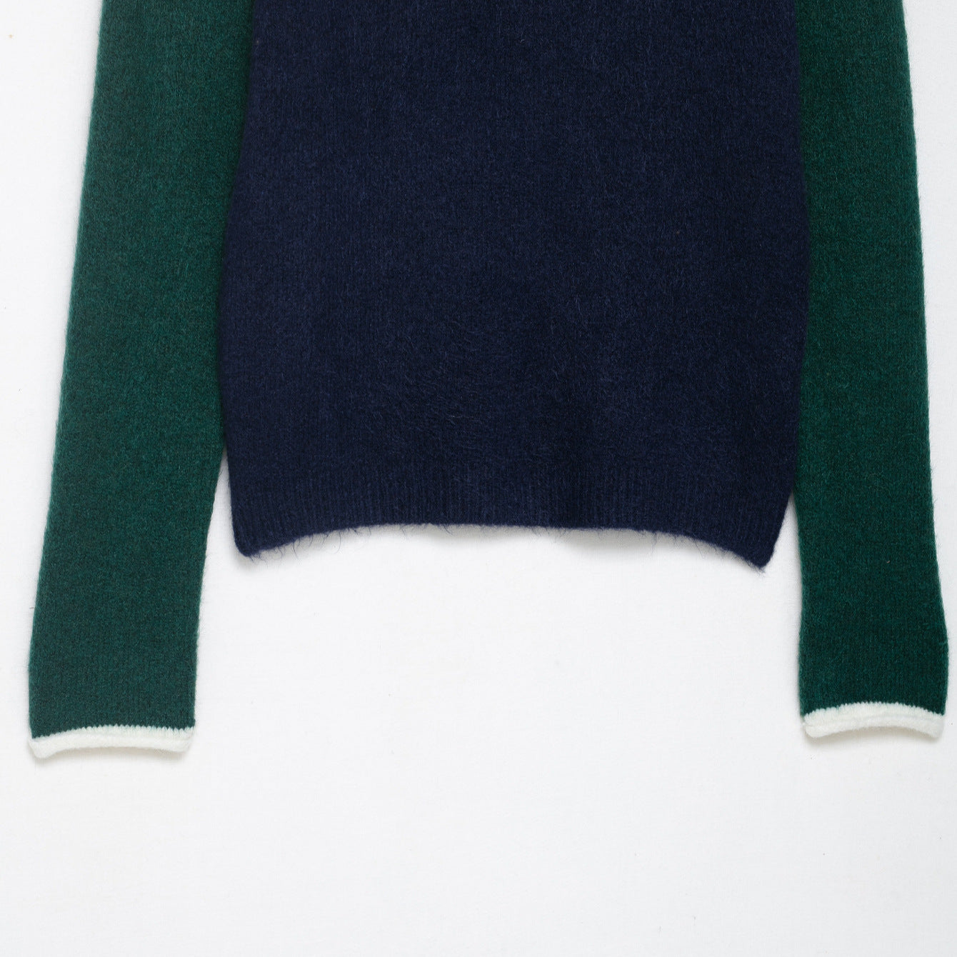Women's Cozy Color Block Sweater with Round Neckline and Contrast Sleeves Chichicherry