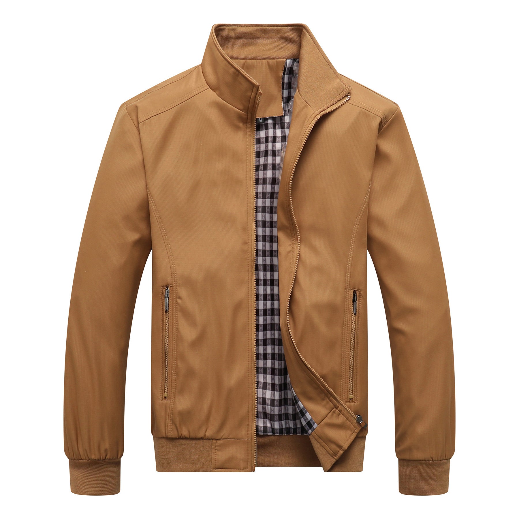 Men's Urban Stand-Up Collar Blouson made of wind-resistant softshell with checkered thermal lining Chichicherry