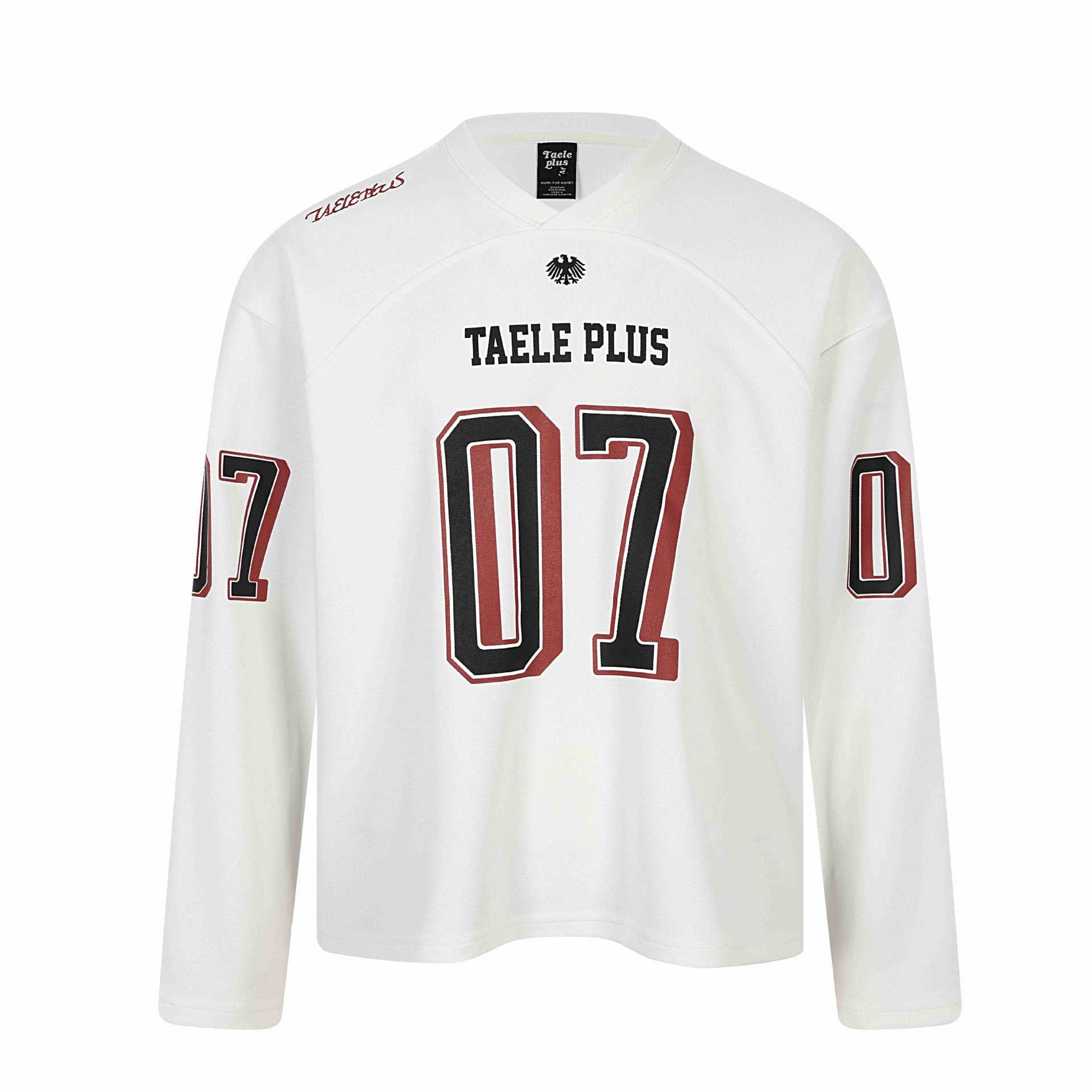 Unisex Sporty Oversized Hockey Jersey with Mesh Structure, Number Print and V Notch Collar Chichicherry