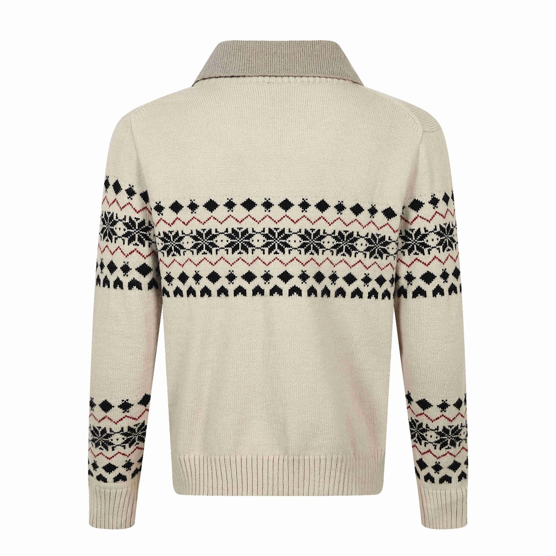 Men's Norwegian knit sweater with V-neck and contrasting shirt collar Chichicherry