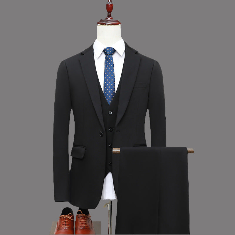 Men's Slim-Fit Three-Piece Business Suit with Vest and Slim Suit Pants Chichicherry