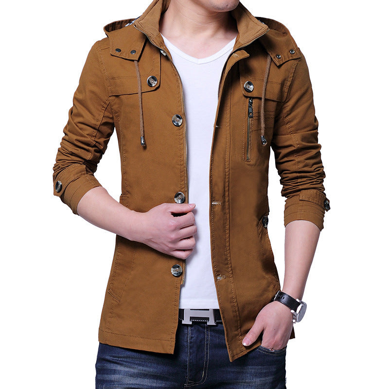 Men's lightweight cotton field jacket with hood, double closure and roll sleeves Chichicherry