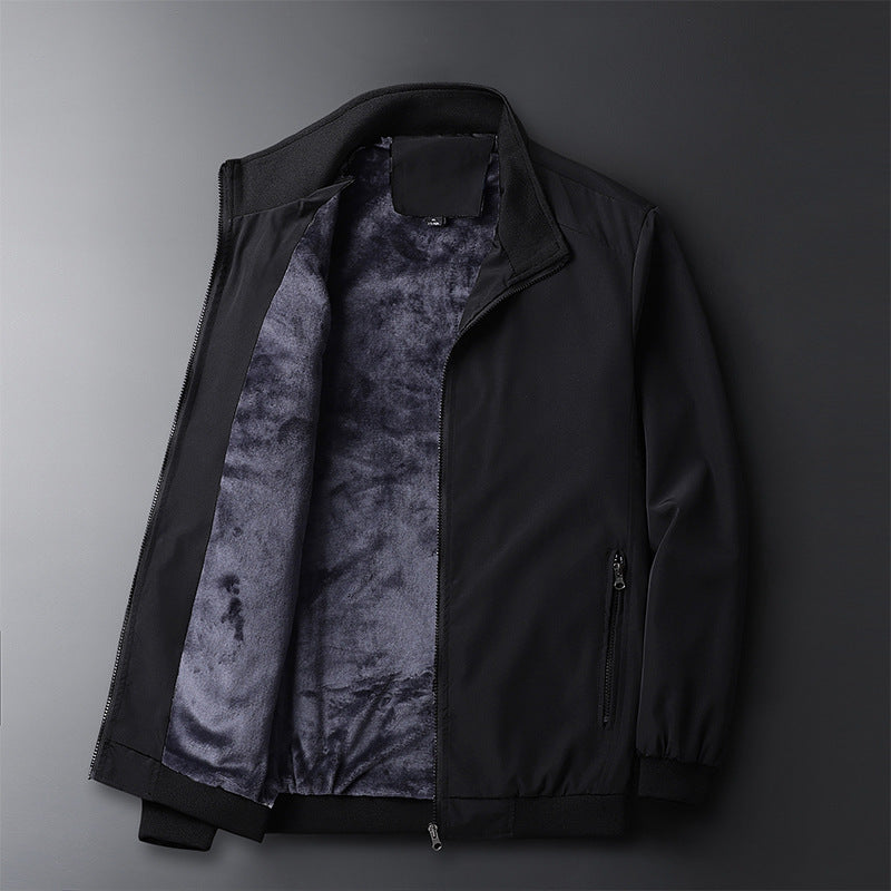 Men's urban thermal zip jacket with teddy fleece lining, stand-up collar, and zip pockets Chichicherry