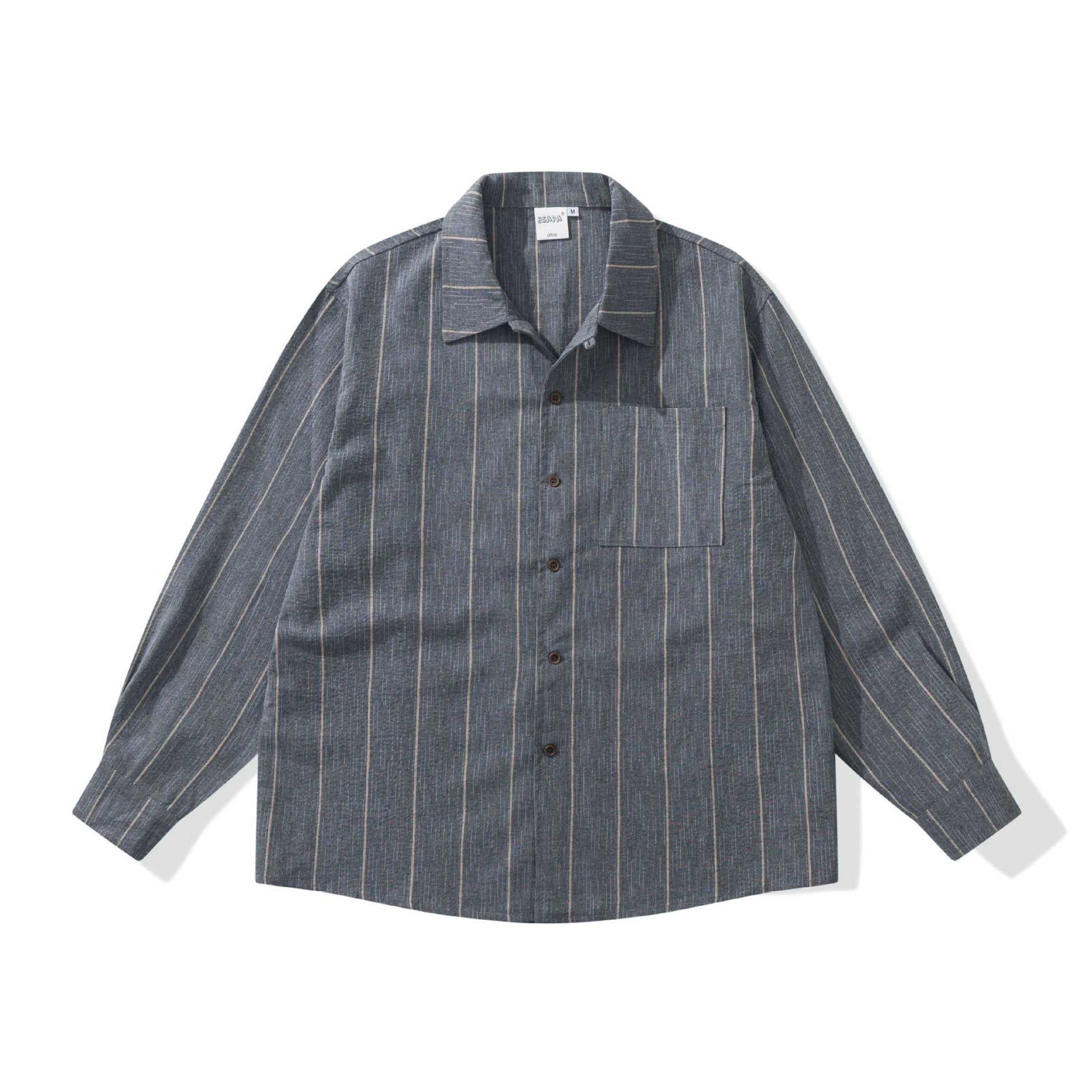 Men's lightweight overshirt in relaxed fit with fine striped texture Chichicherry
