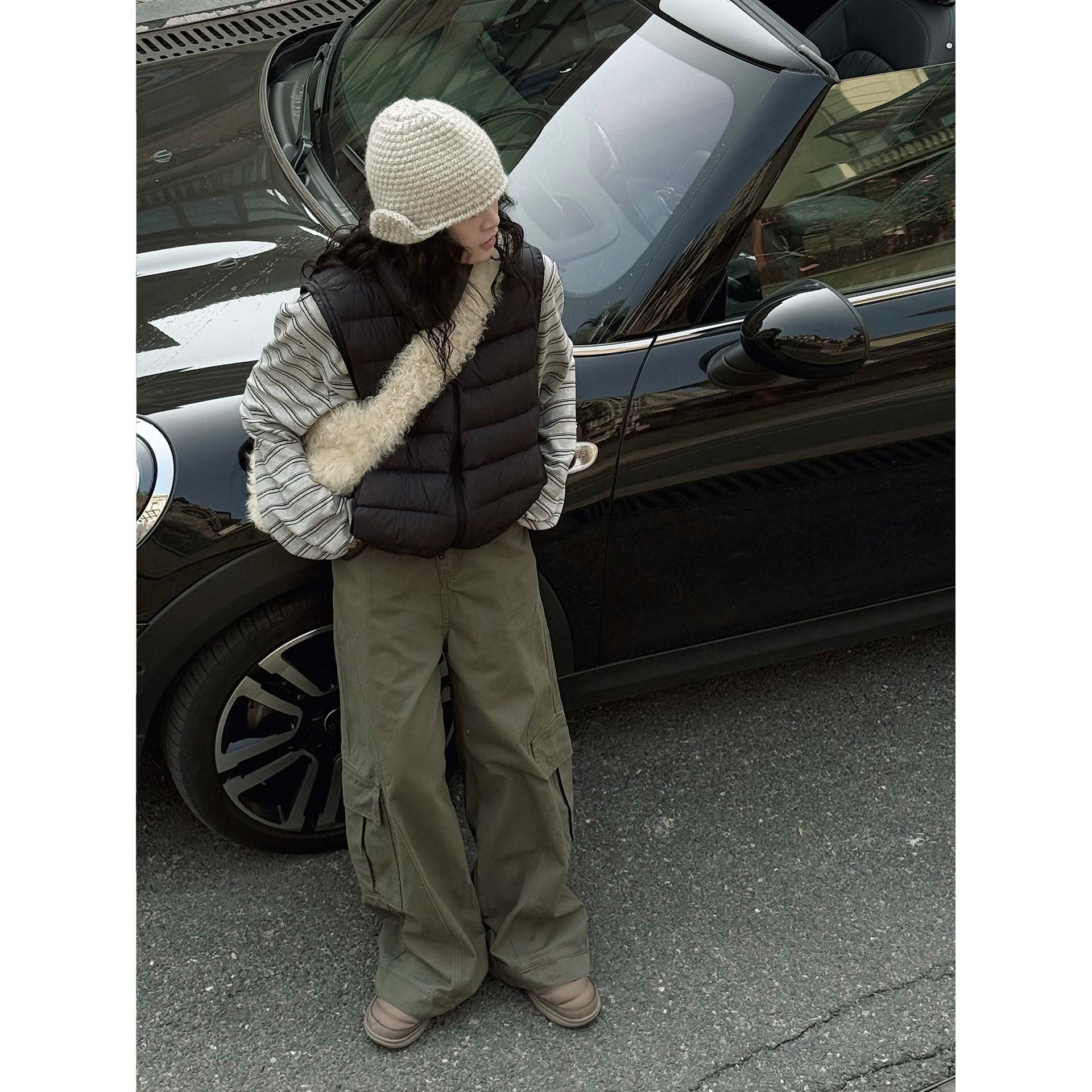 Ladies' Wide Cargo Baggy Pants with Large Flap Pockets Chichicherry